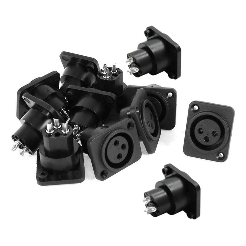 bnafes Audio XLR Female Jack Panel Mount Socket 12 Pcs Black Silver Tone - Image 1